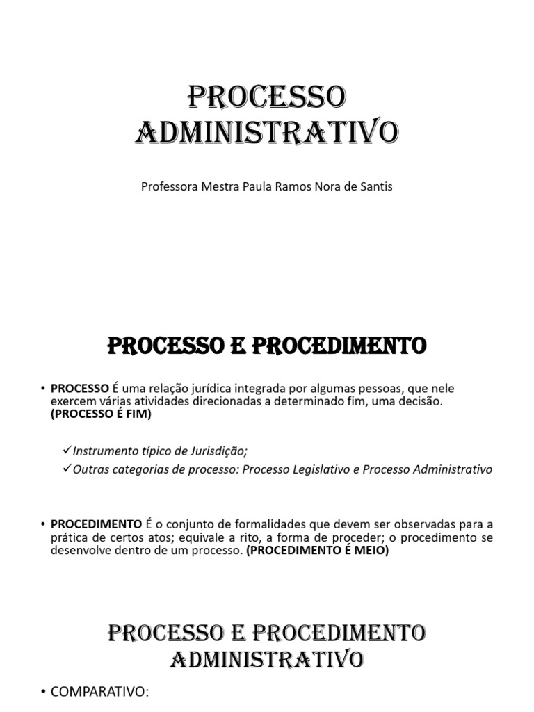 Diferenças entre Processo e Procedimento Administrativo | PDF | Justiça ...