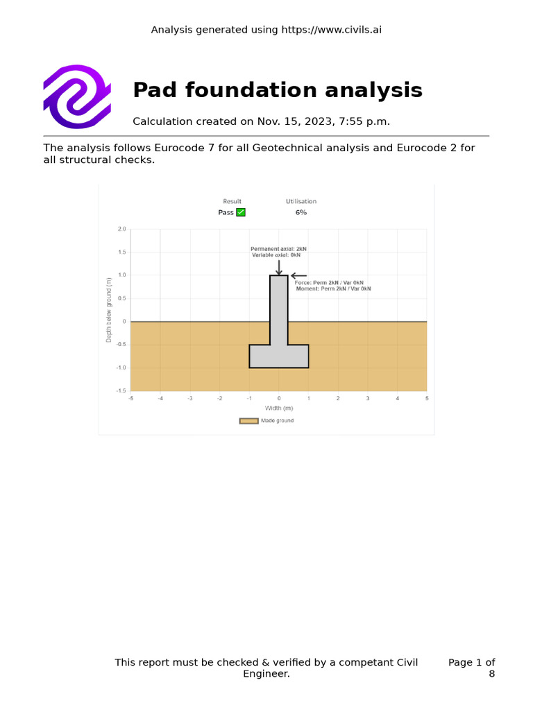 Civils.ai Bearing Capacity Calculation (1) PDF Foundation
