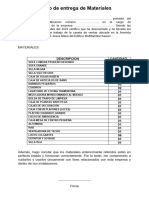 Acta de Entrega de Materiales