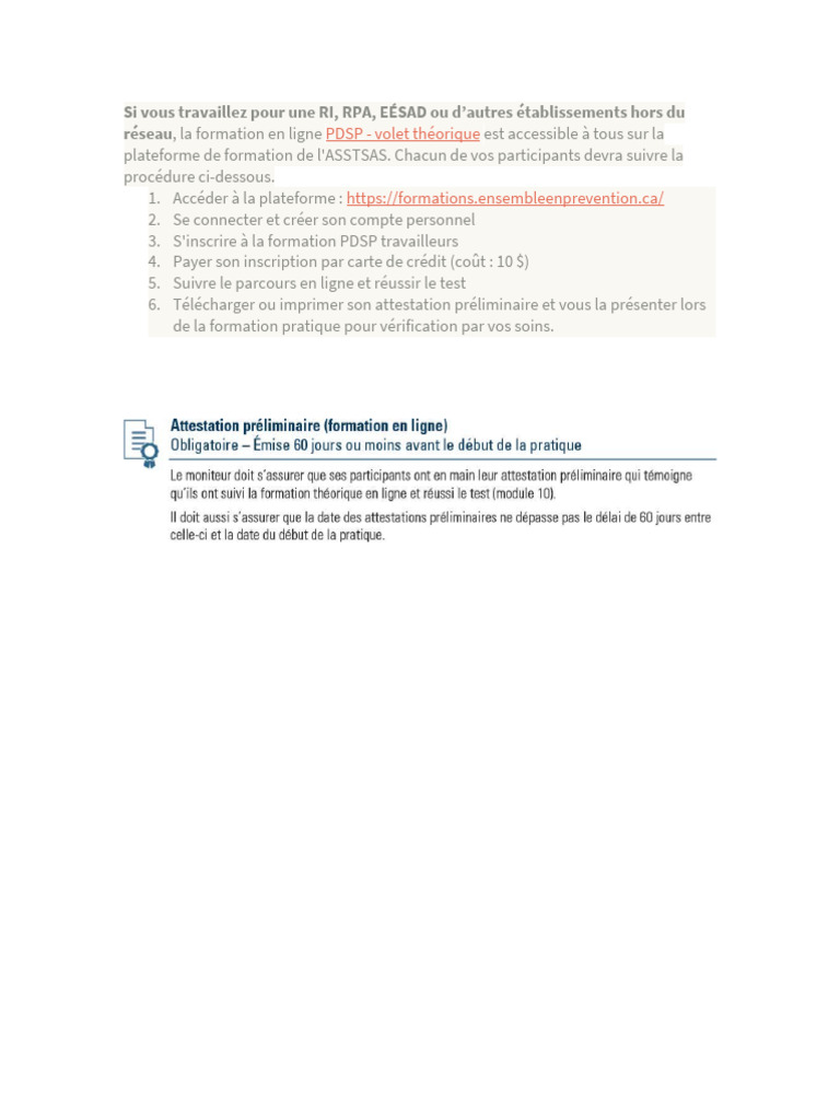 Formation en ligne PDSP : Guide d'inscription | PDF