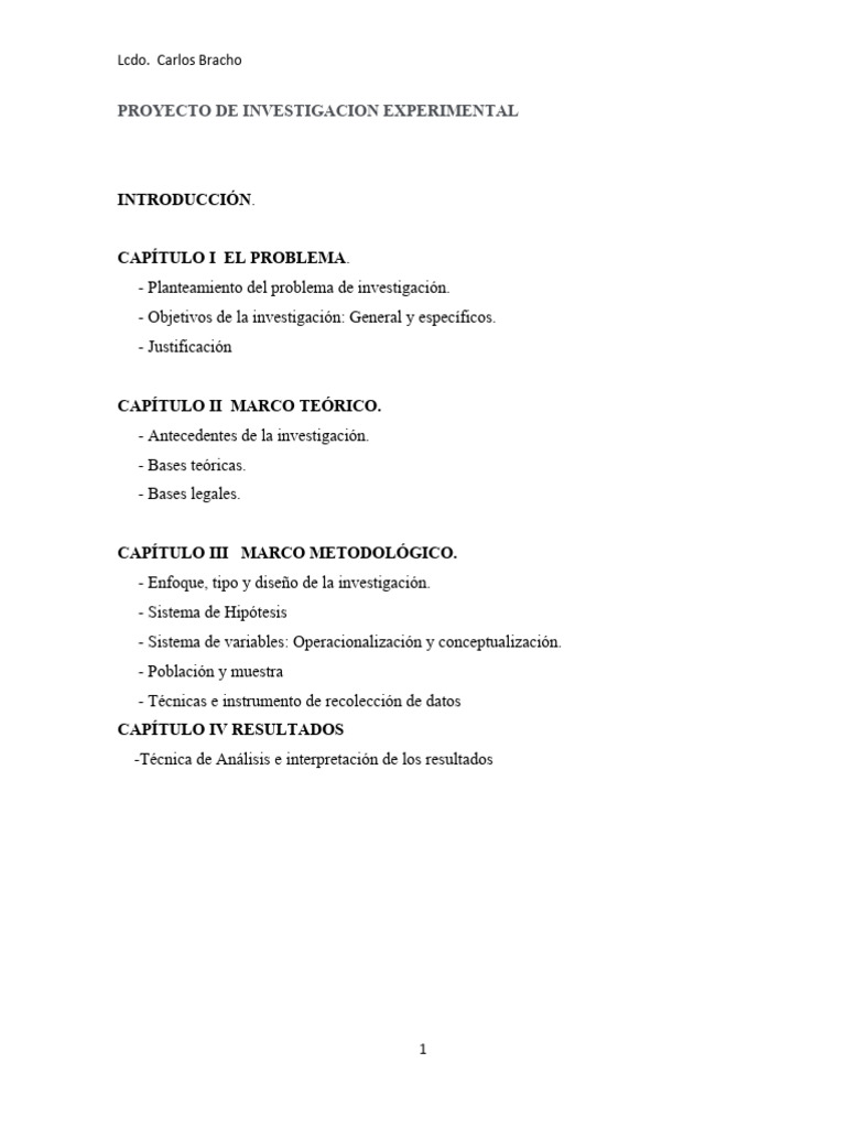 Guia para Proyecto de Investigacion Experimental | PDF | Cuestionario ...