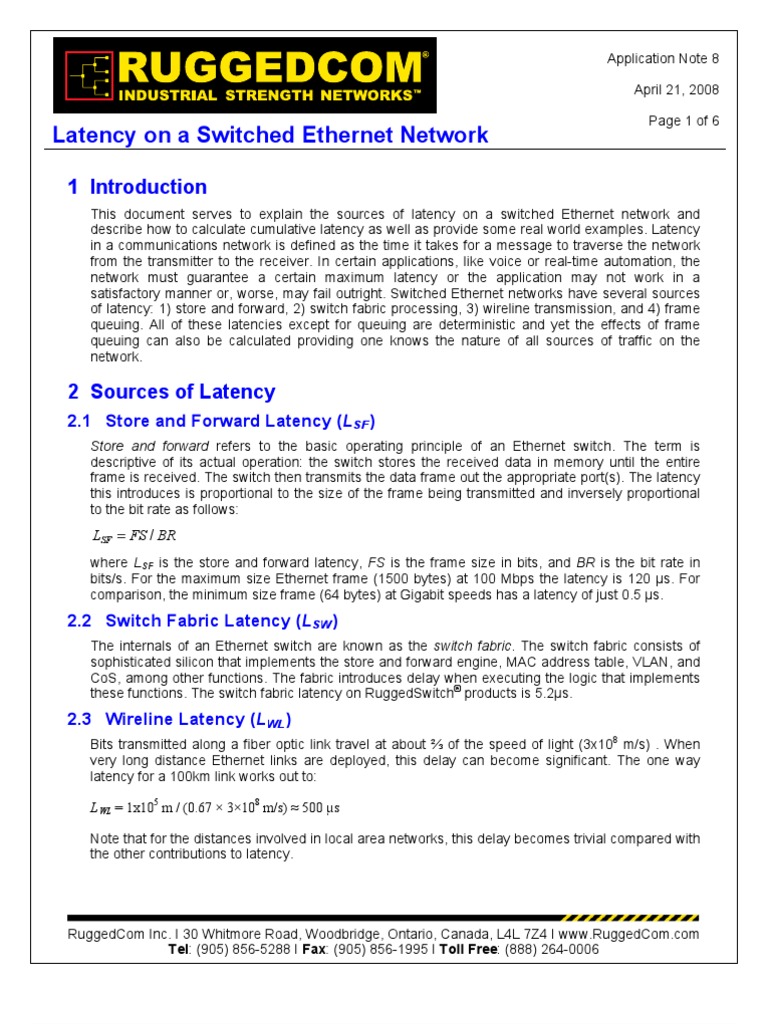 Latency On A Switched Network PDF Latency (Engineering) Computer Network