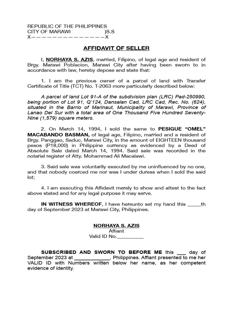 Affidavit Seller PDF