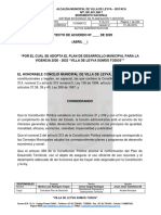 5052 - Proyecto de Acuerdo Plan de Desarrollo 2020 2023