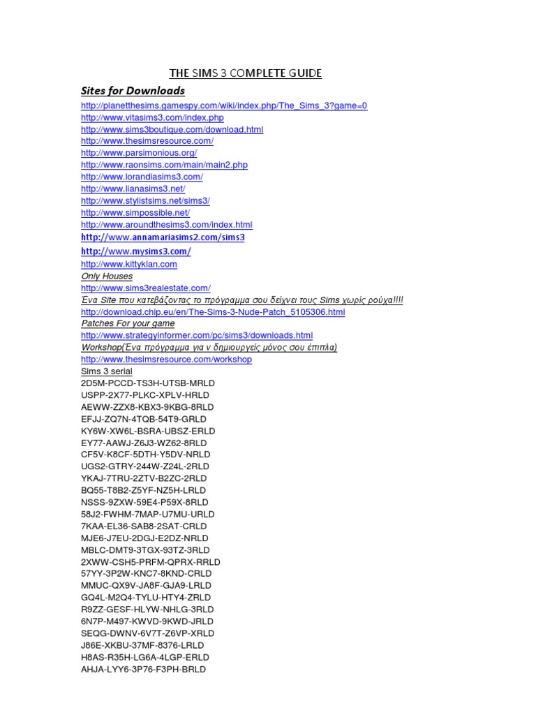 Sims 3 Complete Guide and Resources | PDF | Games & Activities
