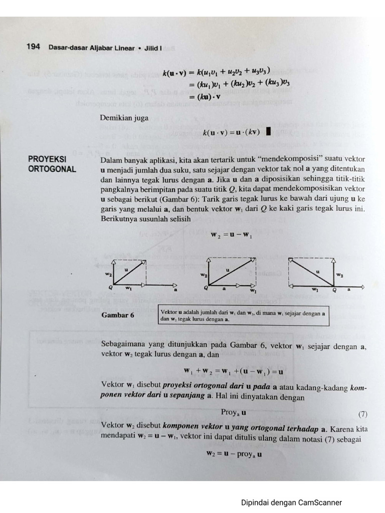 Proyeksi Ortogonal Suatu Vektor Pdf