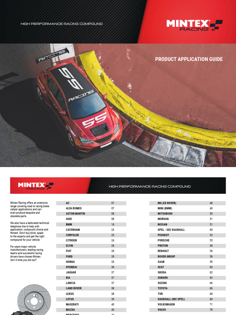 Mintex Racing Applications | PDF | Audi | Motor Vehicle