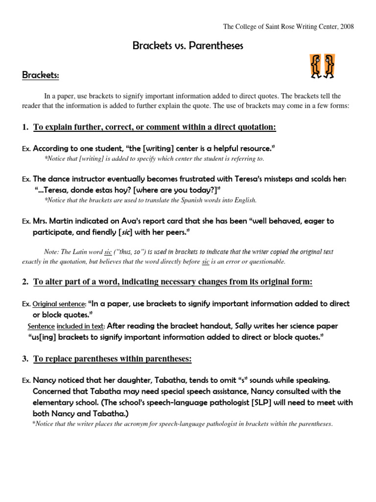Brackets Handout Cynthia2 | PDF | Bracket | Sic