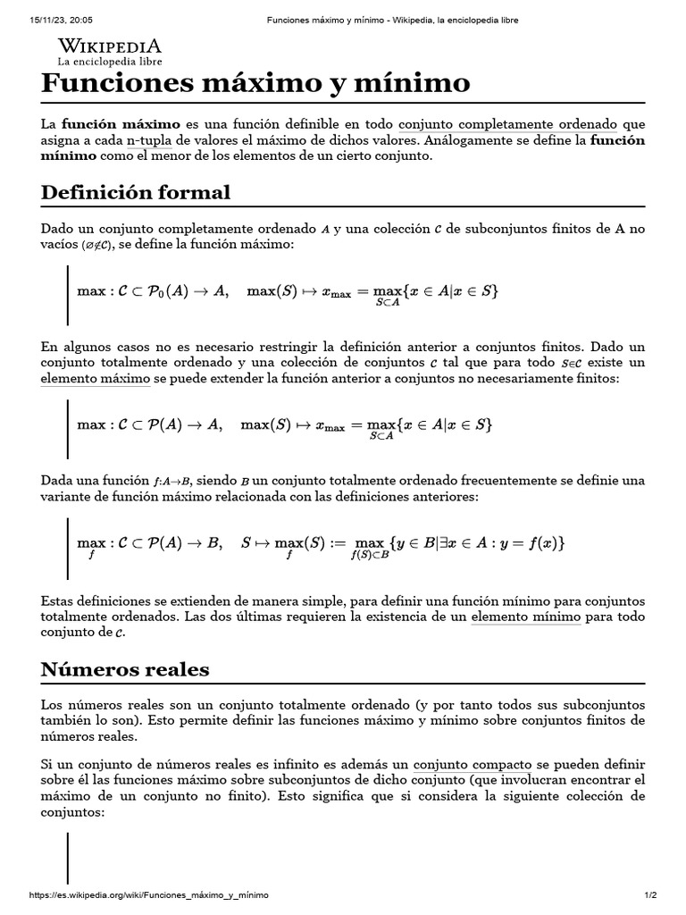 Funciones Máximo y Mínimo - T | PDF | Conjunto (Matemáticas) | Función ...