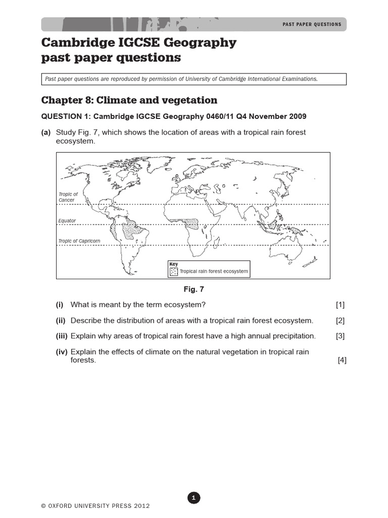IGCSE Geography Past Paper Questions | PDF | Desert | Forests