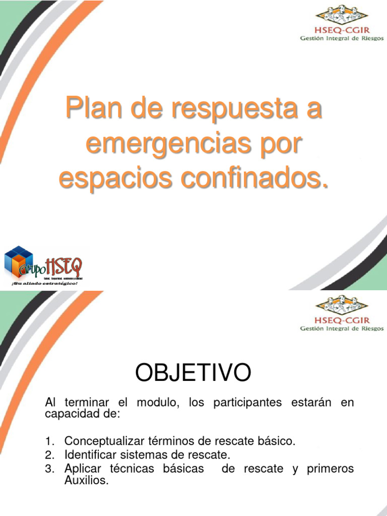 Plan de Emergencias para Espacios Confinados | PDF