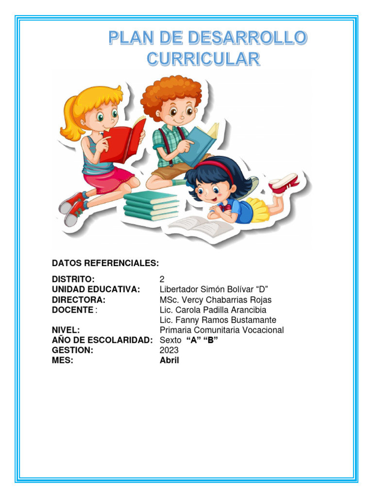 PLAN DE DESARROLLO CURRICULAR ABRIL | PDF | Dibujo | Vida