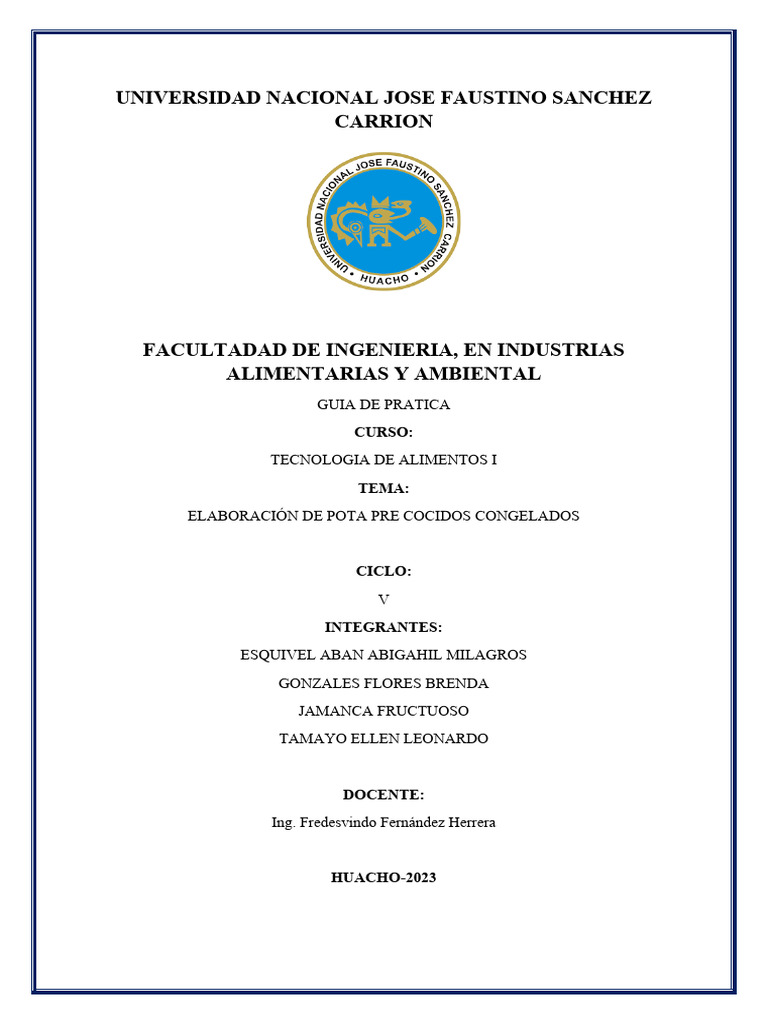 ELABORACIÓN_DE_POTA_PRE_COCIDOS_CONGELADOS[1] | PDF | Alimentos | Agua
