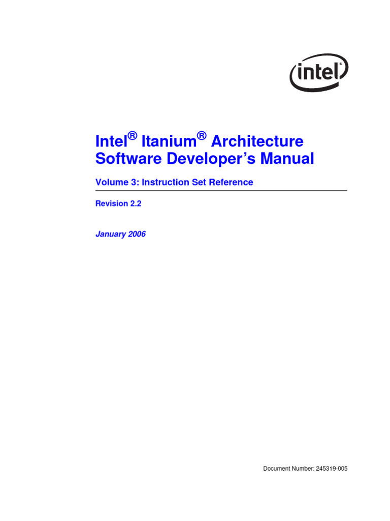 Itanium2 Software Developer's Manual - V3 | PDF | Computing | Computer ...