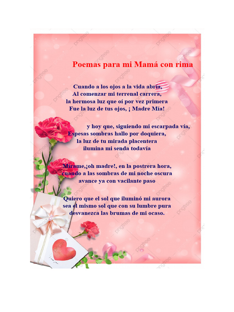 Poemas para Mi Mamá Con Rima.... Johana | PDF