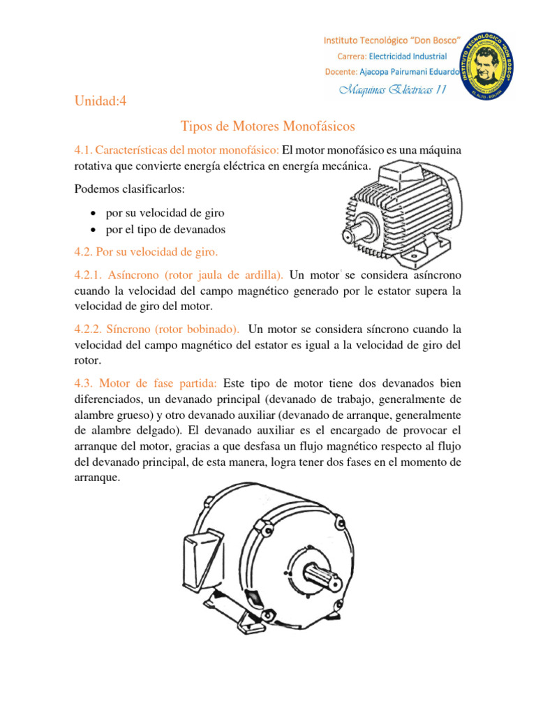 Tipos y características de motores monofásicos | PDF | Inductor ...