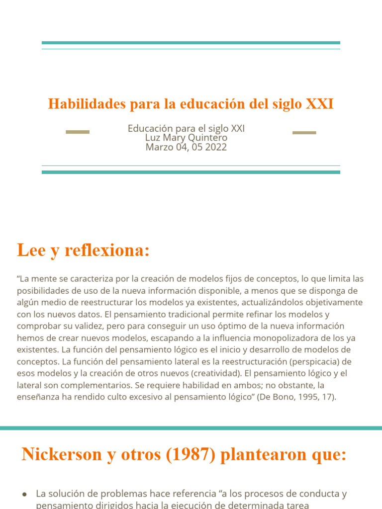 Habilidades para El Siglo 21 | PDF | Pensamiento | Creatividad
