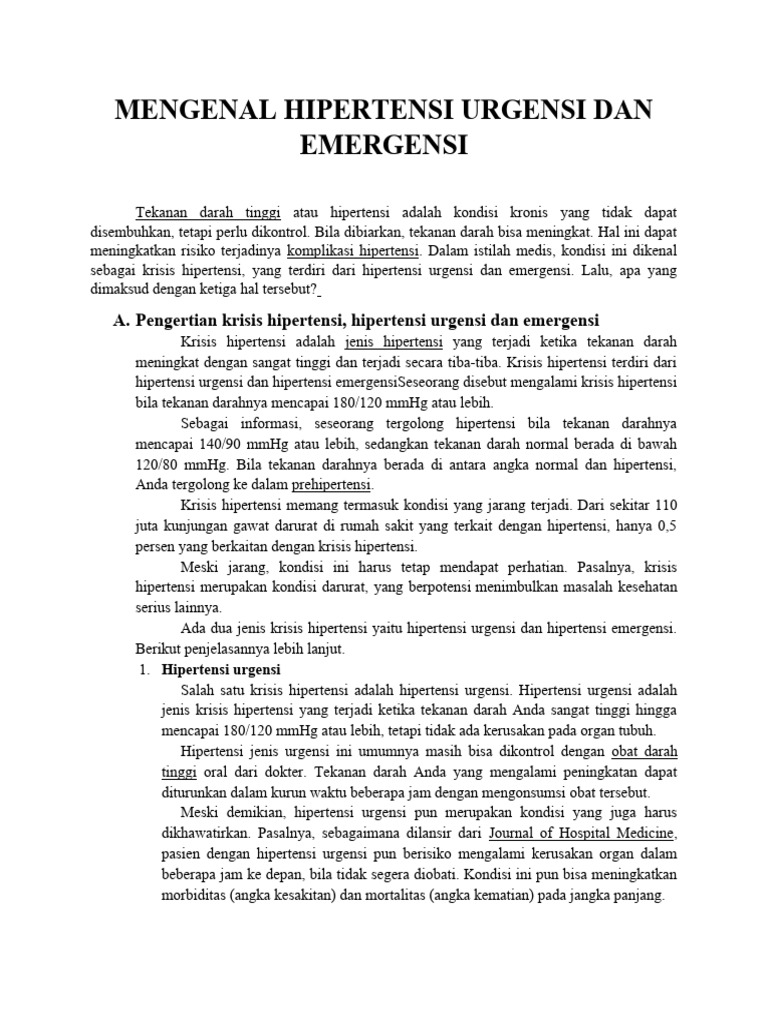 Mengenal hipertensi urgensi dan emergensi pdf