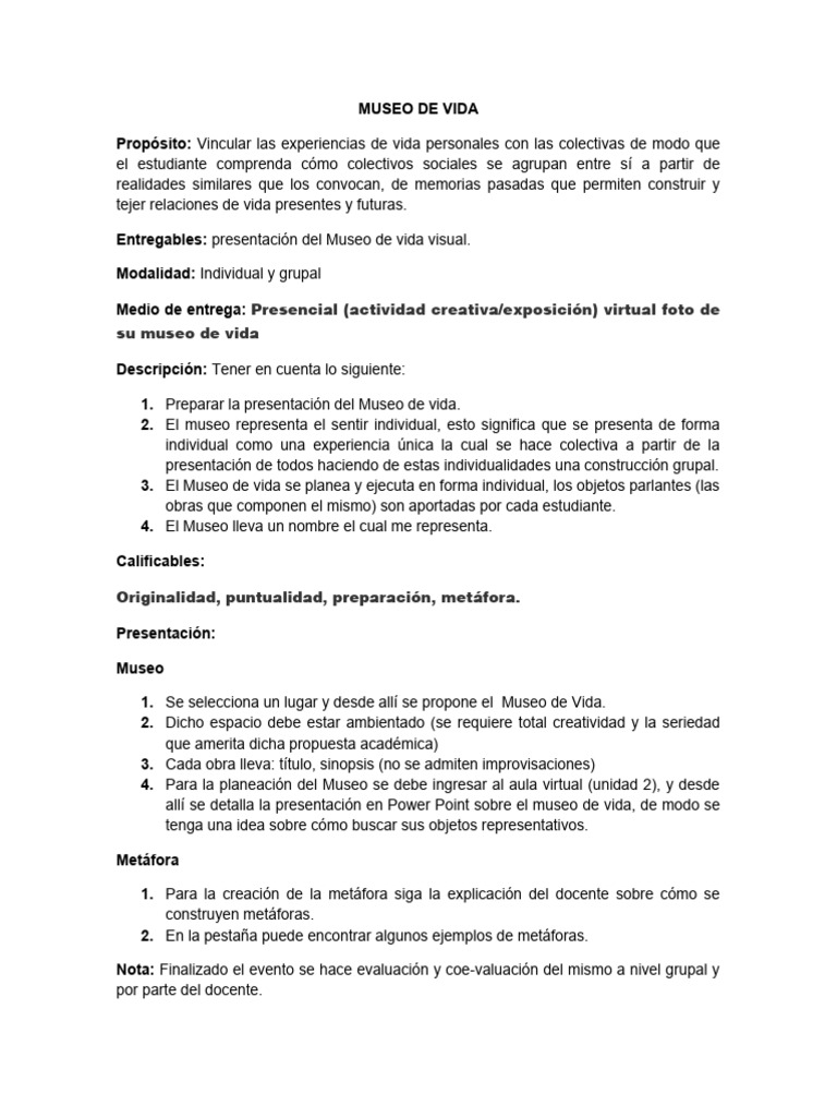 Presentación del Museo de Vida | PDF