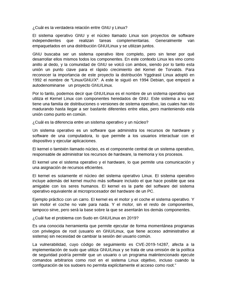 Relación entre GNU y Linux | PDF | Distribución de Linux | Ñu