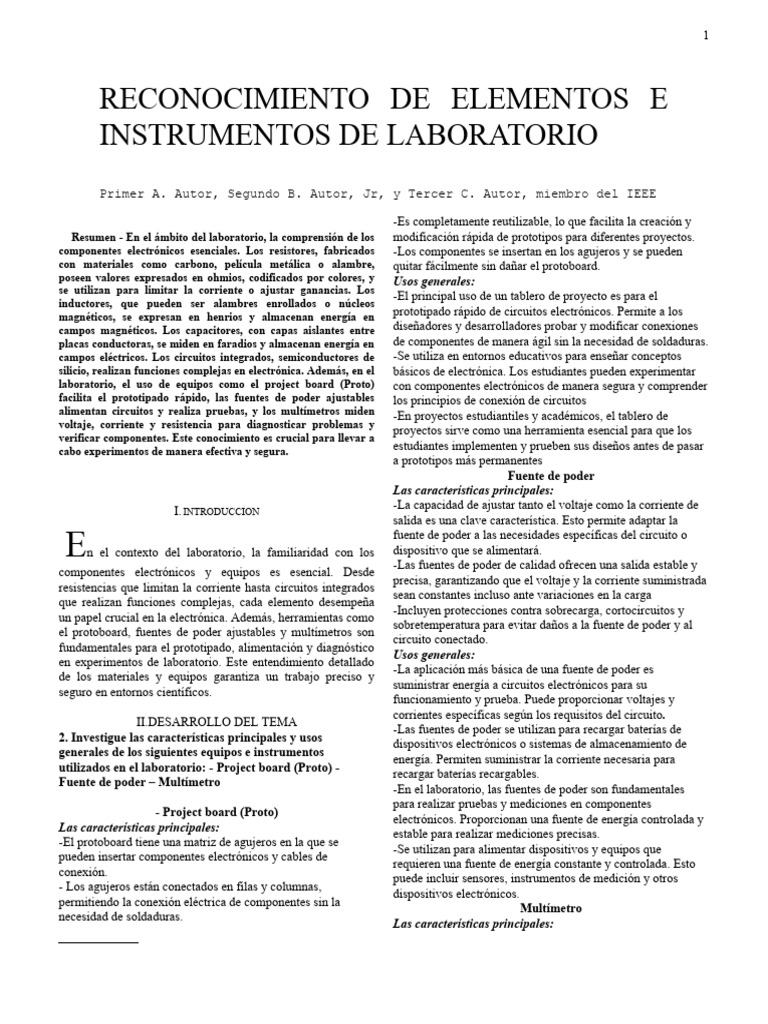 Formato Presentacion Documentos Ieee Es | PDF | Electrónica | Corriente ... 