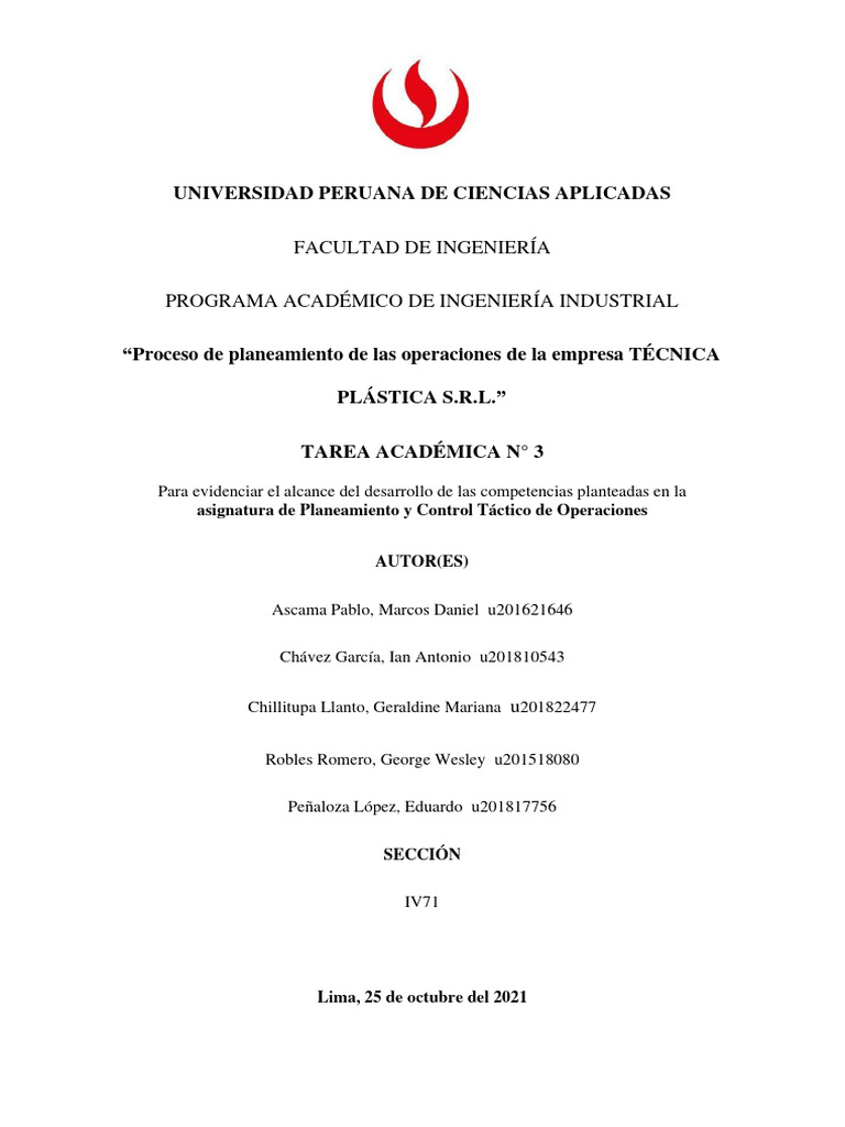 Planeamiento en Técnica Plástica | PDF | Business | Calidad (comercial)