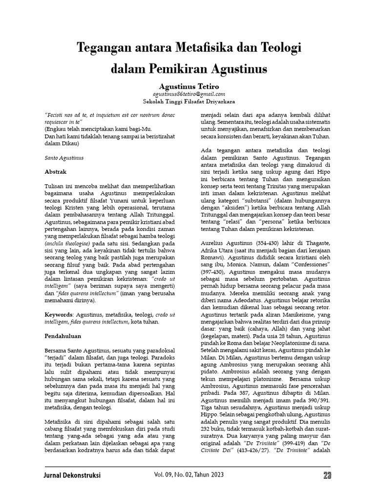 Tegangan Metafisika dan Teologi Agustinus | PDF