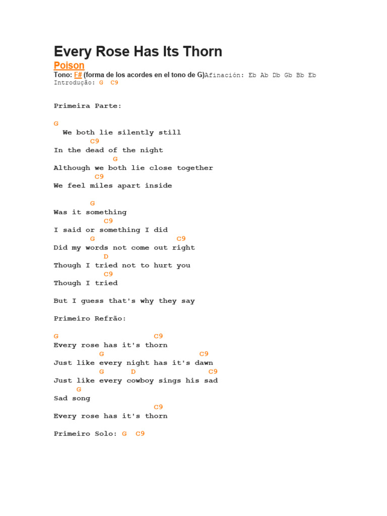 Every Rose Has Its Thorn Lyrics | PDF