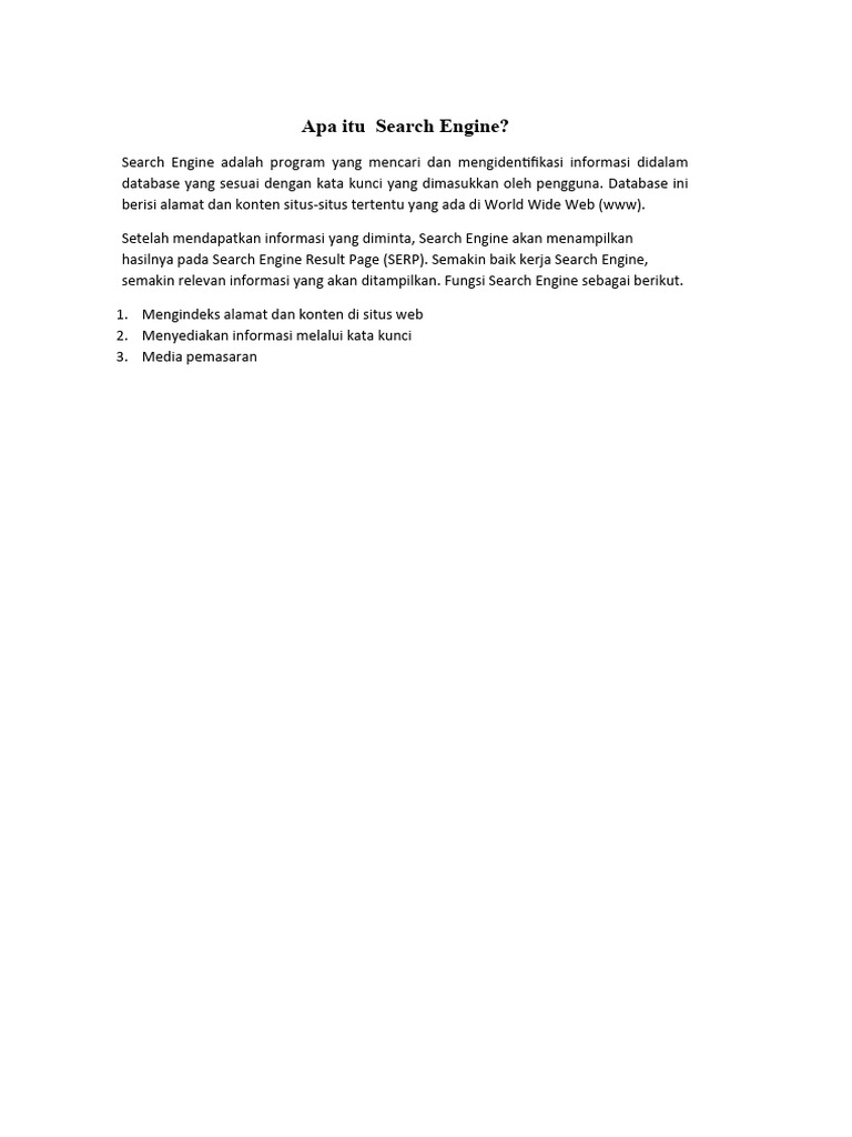 Fungsi dan Definisi Search Engine | PDF