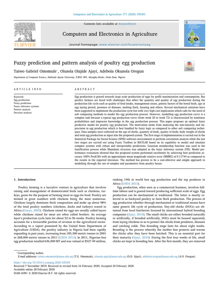 Fuzzy Prediction and Pattern Analysis of Poultry Egg Production | PDF ...