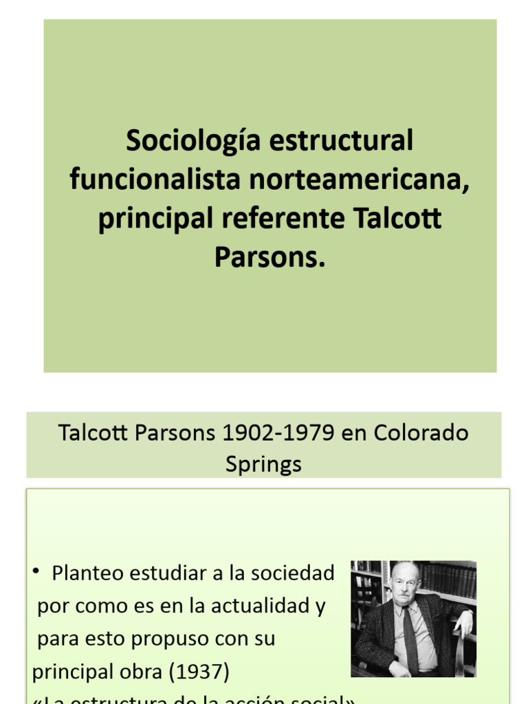 Teoría Funcionalista de Talcott Parsons | PDF | Sociedad | Sociología