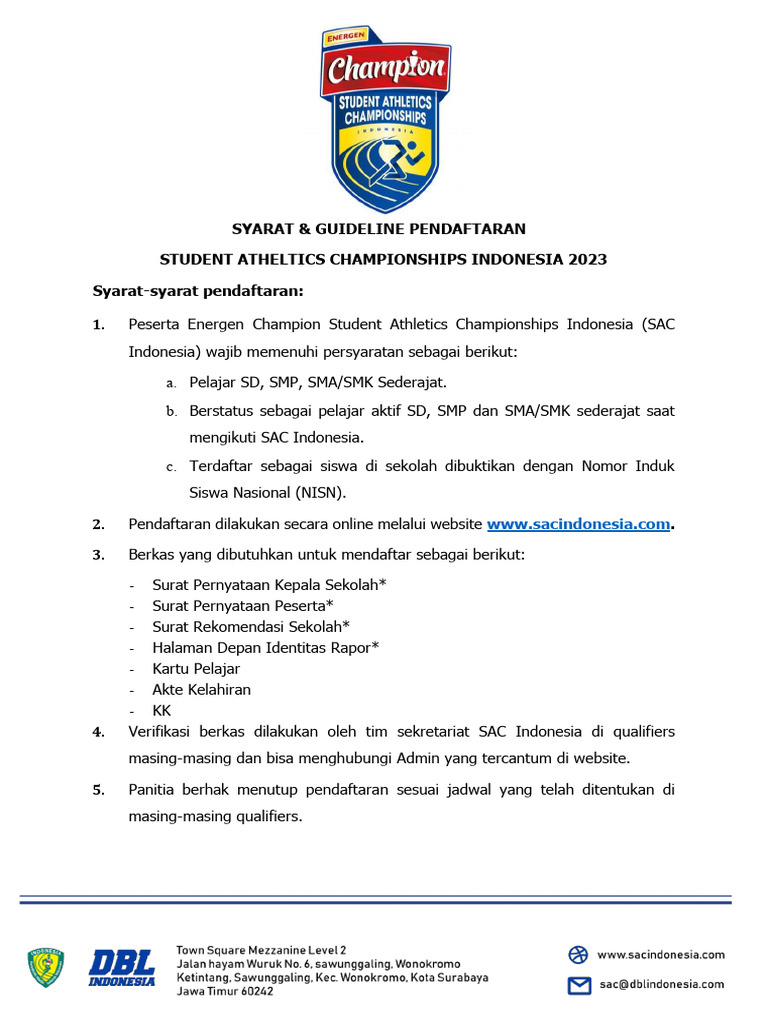 Panduan Pendaftaran SAC 2023 | PDF | Karier & Perkembangan | Bisnis