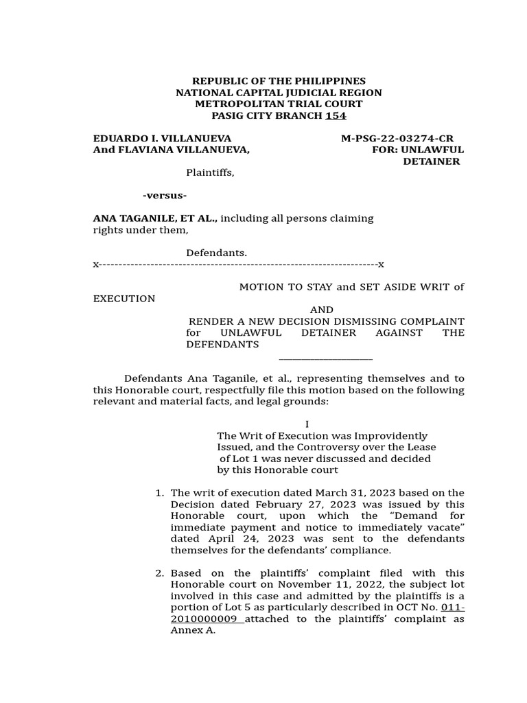 Motion To Stay PDF Complaint Pleading
