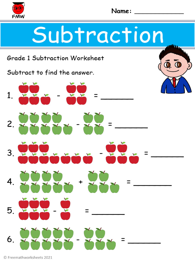 Grade 1 Subtraction Worksheet 1 PDF