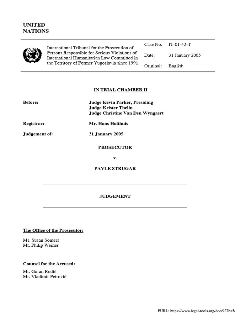 Strugar, ICTY TC Judgement (31-01-2005) (E) | PDF | Burden Of Proof ...