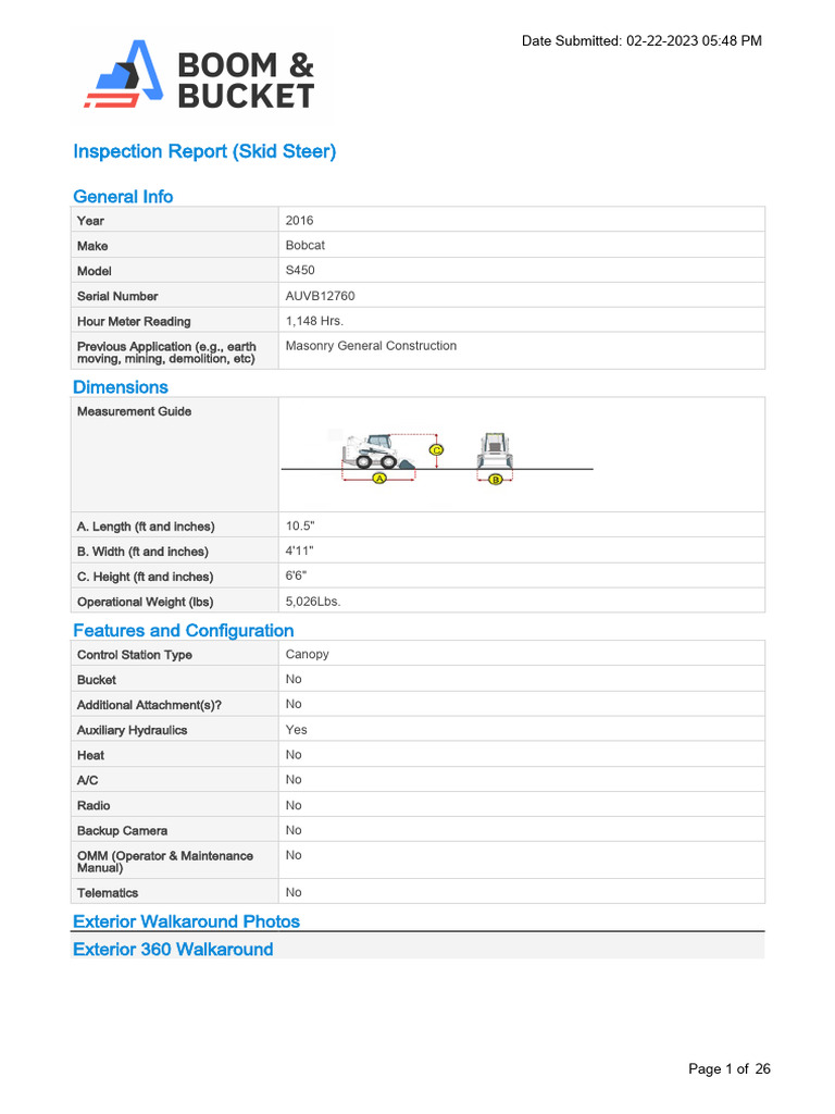 Inspection Report (Skid Steer) | PDF | Radiator | Tire