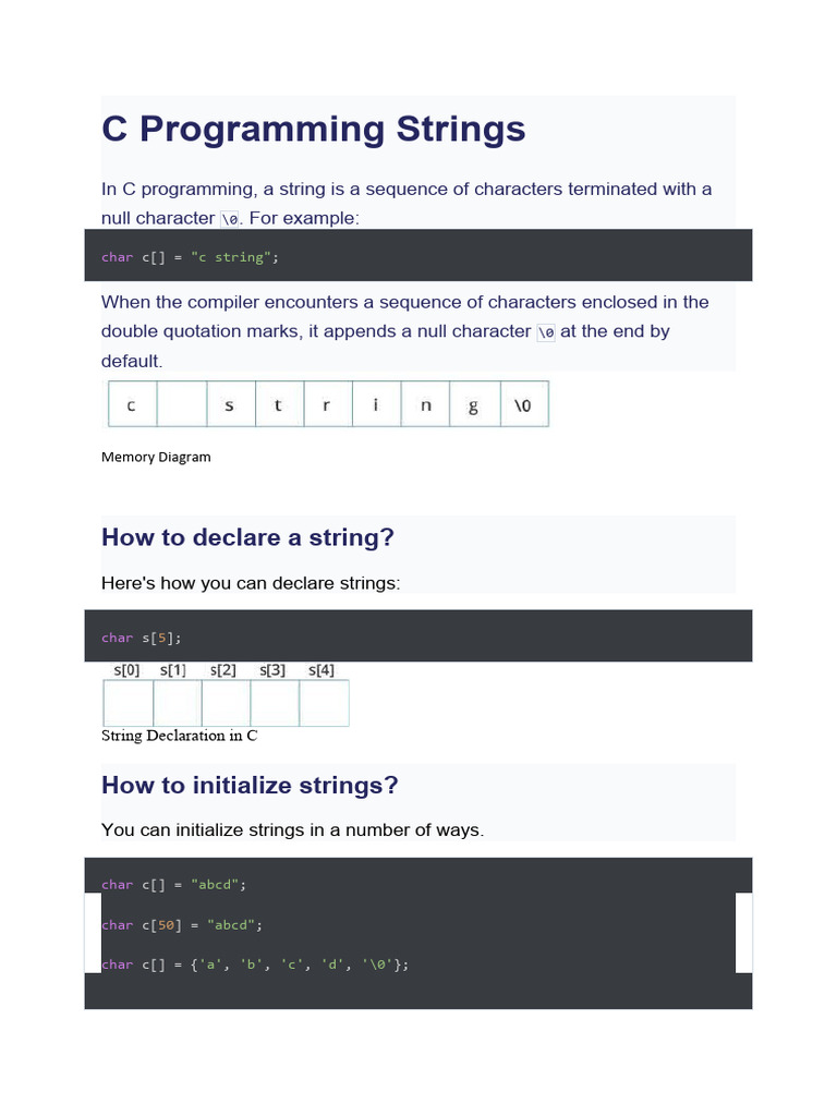 C Programming Strings | PDF | String (Computer Science) | Computer ...
