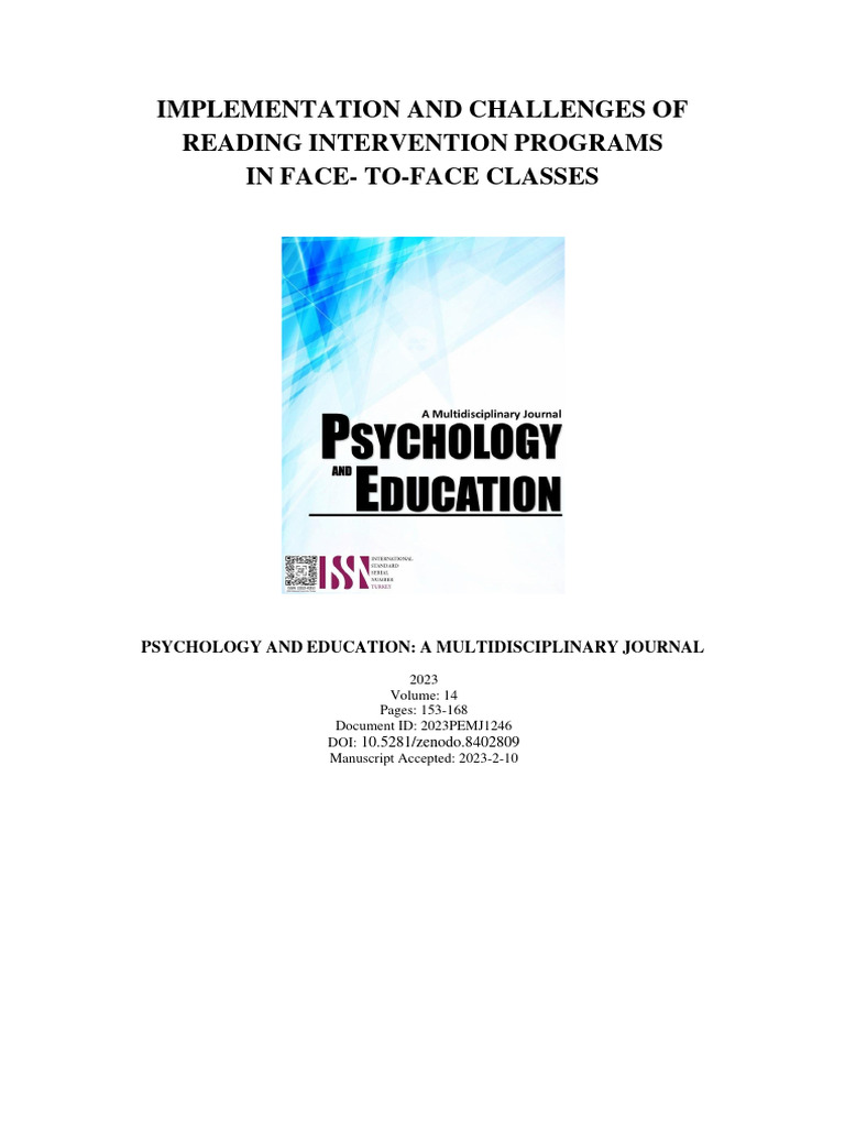 Implementation and Challenges of Reading Intervention Programs in Face ...