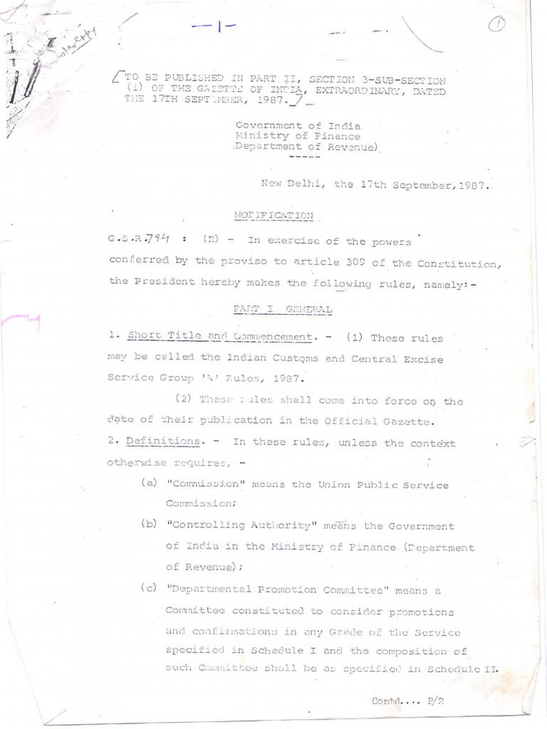 1987_1_The Recruitment Rules of IC&CES, as Called as Indian Customs and