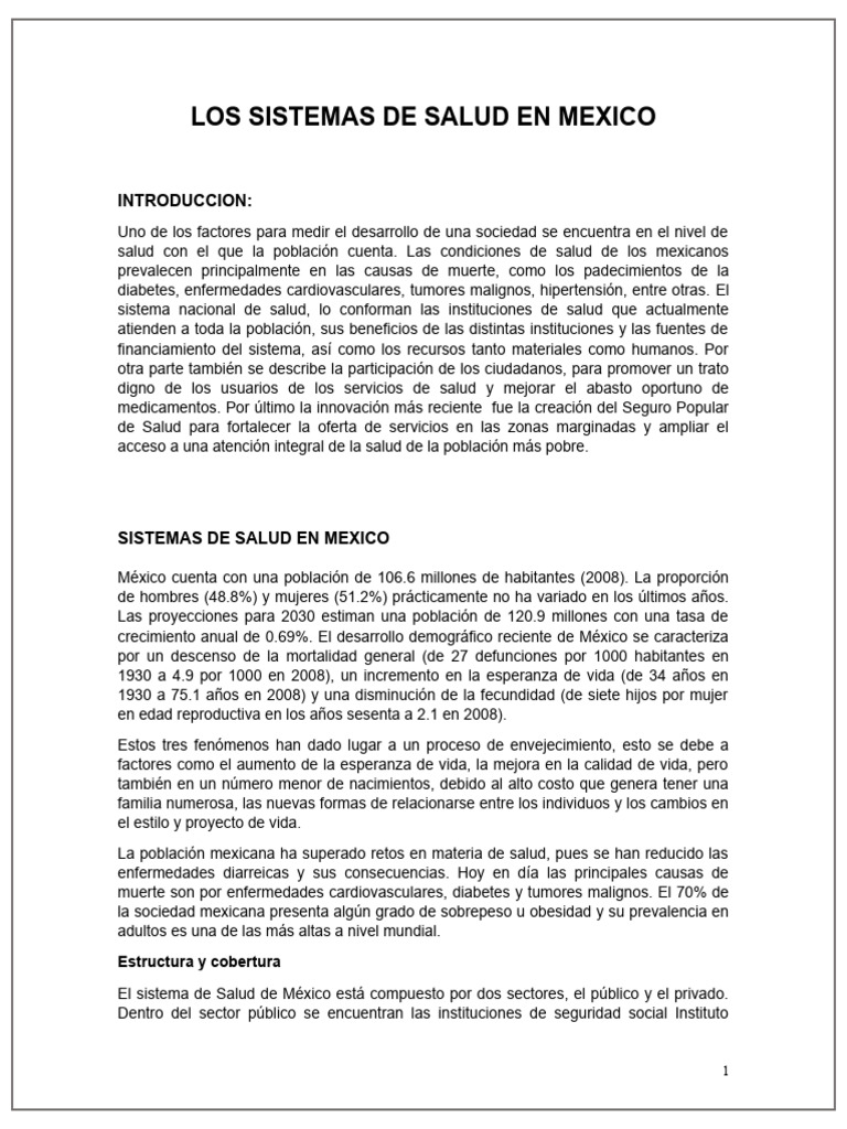 Objetivos y Estructura del Sistema de Salud en México | PDF | Hospital ...