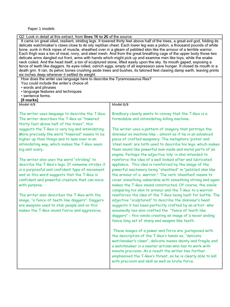 Year 11 - Week 2 - Step 4 - English Language Paper 2 - Models and ...