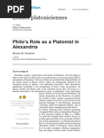 Philo's Role As A Platonist in Alexandria