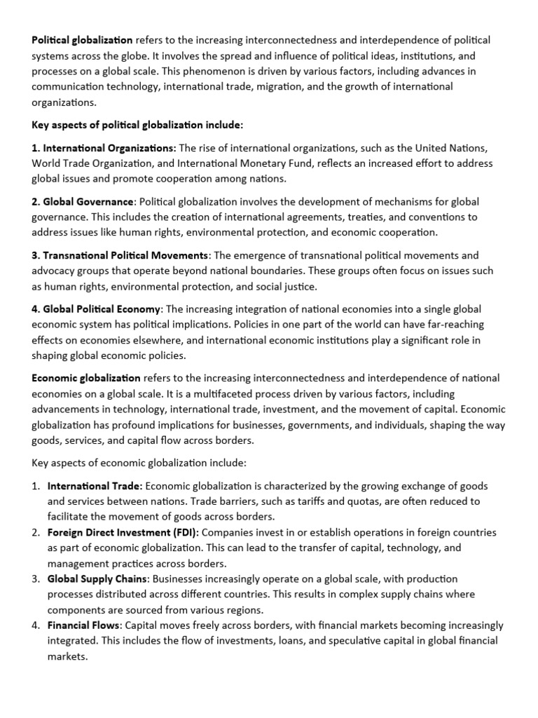 4 Dimensions of Globalization PDF Globalization Cultural
