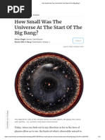 How Small Was The Universe at The Start of The Big Bang