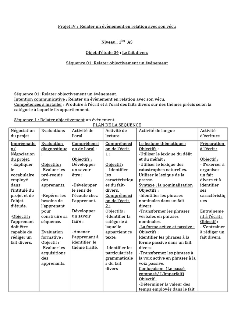 Faits divers : Relater un événement | PDF | Journaux | Phrase