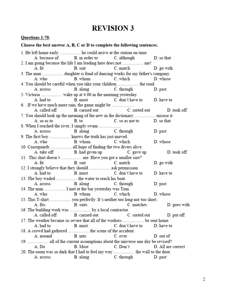 English Grammar Practice Questions | PDF | English Language