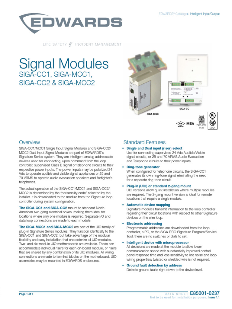 E85001-0237 - Signal Modules | PDF | Electrical Wiring | Telephone