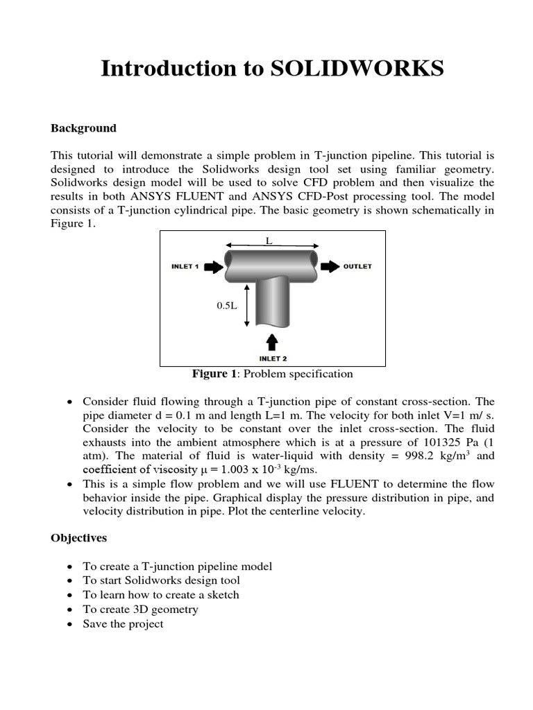 T-Junction Pipe Design in SOLIDWORKS | PDF | Chemical Engineering ...