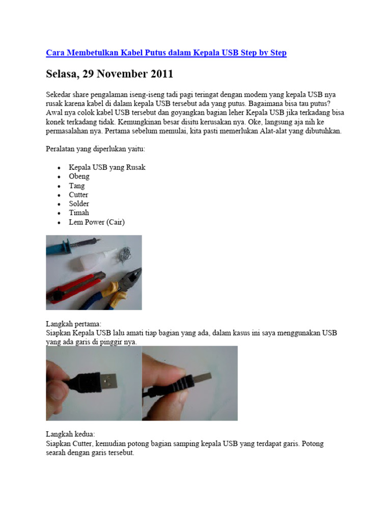 Cara Memperbaiki Kabel USB Putus | PDF | Griya & Taman