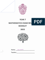 Year 7 Mathematics Exam Revision Booklet Solutions 2023